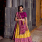 Lorenvalley Fashion Mustard Tasar Silk Ikkat Print Lehenga Choli with Dupatta | Swadesiicart