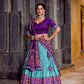 Lorenvalley Fashion Skyblue Tasar Silk Ikkat Print Lehenga Choli with Dupatta | Swadesiicart