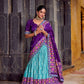 Lorenvalley Fashion Skyblue Tasar Silk Ikkat Print Lehenga Choli with Dupatta | Swadesiicart