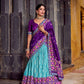 Lorenvalley Fashion Skyblue Tasar Silk Ikkat Print Lehenga Choli with Dupatta | Swadesiicart