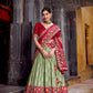 Lorenvalley Fashion Seagreen Tasar Silk Ikkat Print Lehenga Choli with Dupatta | Swadesiicart