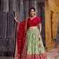 Lorenvalley Fashion Seagreen Tasar Silk Ikkat Print Lehenga Choli with Dupatta | Swadesiicart