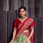 Lorenvalley Fashion Seagreen Tasar Silk Ikkat Print Lehenga Choli with Dupatta | Swadesiicart