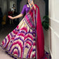 Lorenvalley Fashion Multicolor Tasar Silk Tie and Dye Print with Lace Touch Up Lehenga Choli with Dupatta - Swadesiicart
