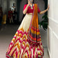 Lorenvalley Fashion Multicolor Tasar Silk Tie and Dye Print with Lace Touch Up Lehenga Choli with Dupatta - Swadesiicart