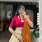 Lorenvalley Fashion Multicolor Tasar Silk Tie and Dye Print with Lace Touch Up Lehenga Choli with Dupatta - Swadesiicart