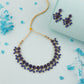 Tehzeeb Creations Royal Blue Pack of 1 Gold-Polished Choker Necklace Set With Earring For Women & Girls - Swadesiicart