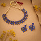 Tehzeeb Creations Royal Blue Pack of 1 Gold-Polished Choker Necklace Set With Earring For Women & Girls - Swadesiicart