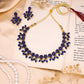Tehzeeb Creations Royal Blue Pack of 1 Gold-Polished Choker Necklace Set With Earring For Women & Girls - Swadesiicart