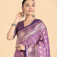 Monjolika Fashion Lavender Color Weaving Banarasi Silktraditional Saree | Swadesiicart