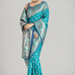 Monjolika Fashion Turquoise Blue Color Weaving Banarasi Silktraditional Saree | Swadesiicart