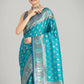 Monjolika Fashion Turquoise Blue Color Weaving Banarasi Silktraditional Saree | Swadesiicart