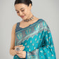 Monjolika Fashion Turquoise Blue Color Weaving Banarasi Silktraditional Saree | Swadesiicart