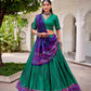 Lorenvalley Fashion Green Tasar Silk Bandhej Print With Gotta Patti Lace Touch Up Lehenga Choli with Dupatta - Swadesiicart