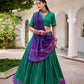 Lorenvalley Fashion Green Tasar Silk Bandhej Print With Gotta Patti Lace Touch Up Lehenga Choli with Dupatta - Swadesiicart
