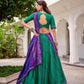 Lorenvalley Fashion Green Tasar Silk Bandhej Print With Gotta Patti Lace Touch Up Lehenga Choli with Dupatta - Swadesiicart