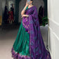 Lorenvalley Fashion Green Tasar Silk Bandhej Print With Gotta Patti Lace Touch Up Lehenga Choli with Dupatta - Swadesiicart