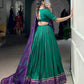 Lorenvalley Fashion Green Tasar Silk Bandhej Print With Gotta Patti Lace Touch Up Lehenga Choli with Dupatta - Swadesiicart