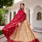 Lorenvalley Fashion Offwhite Tasar Silk Bandhej Print With Gotta Patti Lace Touch Up Lehenga Choli with Dupatta - Swadesiicart