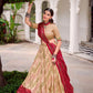 Lorenvalley Fashion Offwhite Tasar Silk Bandhej Print With Gotta Patti Lace Touch Up Lehenga Choli with Dupatta - Swadesiicart