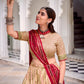 Lorenvalley Fashion Offwhite Tasar Silk Bandhej Print With Gotta Patti Lace Touch Up Lehenga Choli with Dupatta - Swadesiicart
