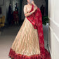 Lorenvalley Fashion Offwhite Tasar Silk Bandhej Print With Gotta Patti Lace Touch Up Lehenga Choli with Dupatta - Swadesiicart