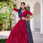 Lorenvalley Fashion Pink Tasar Silk Bandhej Print With Gotta Patti Lace Touch Up Lehenga Choli with Dupatta - Swadesiicart