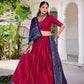 Lorenvalley Fashion Pink Tasar Silk Bandhej Print With Gotta Patti Lace Touch Up Lehenga Choli with Dupatta - Swadesiicart