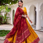 Lorenvalley Fashion Yellow Tasar Silk Bandhej Print With Gotta Patti Lace Touch Up Lehenga Choli with Dupatta - Swadesiicart