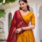 Lorenvalley Fashion Yellow Tasar Silk Bandhej Print With Gotta Patti Lace Touch Up Lehenga Choli with Dupatta - Swadesiicart
