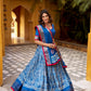 Lorenvalley Fashion Blue Dola Silk Batik Print with Zari Weaving Work Lehenga Choli with Dupatta - Swadesiicart