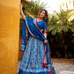 Lorenvalley Fashion Blue Dola Silk Batik Print with Zari Weaving Work Lehenga Choli with Dupatta - Swadesiicart
