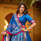 Lorenvalley Fashion Blue Dola Silk Batik Print with Zari Weaving Work Lehenga Choli with Dupatta - Swadesiicart