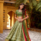 Lorenvalley Fashion Mehendi Dola Silk Batik Print with Zari Weaving Work Lehenga Choli with Dupatta - Swadesiicart