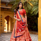 Lorenvalley Fashion Rust Dola Silk Batik Print with Zari Weaving Work Lehenga Choli with Dupatta - Swadesiicart