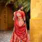 Lorenvalley Fashion Rust Dola Silk Batik Print with Zari Weaving Work Lehenga Choli with Dupatta - Swadesiicart