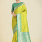 Monjolika Fashion Banarasi Silk Parrot Green Color Weaving Designer Saree | Swadesiicart