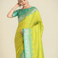 Monjolika Fashion Banarasi Silk Parrot Green Color Weaving Designer Saree | Swadesiicart