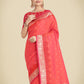 Monjolika Fashion Banarasi Silk Coral Pink Color Weaving Designer Saree | Swadesiicart