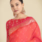 Monjolika Fashion Banarasi Silk Coral Pink Color Weaving Designer Saree | Swadesiicart