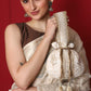 Masq Off White & Gold-Toned Embellished Embroidered Potli Clutch - Swadesiicart