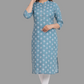 House of RP Women's Grey Cotton Floral Print Straight Kurta | Swadesiicart