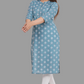 House of RP Women's Grey Cotton Floral Print Straight Kurta | Swadesiicart