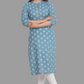 House of RP Women's Grey Cotton Floral Print Straight Kurta | Swadesiicart