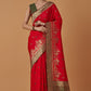 Monjolika Fashion Red Banarasi Silk Blend SareeWith Traditional & Modern Dulha Dulhan Figure Zari Woven Detailing | Swadesiicart