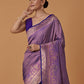 Monjolika Fashion Lavender Banarasi Silk Blend SareeWith Traditional & Modern Dulha Dulhan Figure Zari Woven Detailing | Swadesiicart