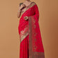 Monjolika Fashion Pink Banarasi Silk Blend SareeWith Traditional & Modern Dulha Dulhan Figure Zari Woven Detailing | Swadesiicart