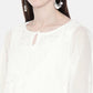 ADA Women White Embroidered Layered A-Line Chikankari Sustainable Kota Handloom Kurta | Swadesiicart