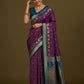Monjolika Fashion Dark Purple Banarasi Silk Blend SareeIn Classic Paisley & Rich Zari Pallu Comes With Unstitched Blouse | Swadesiicart