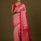 Monjolika Fashion Light Pink Banarasi Silk Blend SareeIn Classic Paisley & Rich Zari Pallu Comes With Unstitched Blouse | Swadesiicart